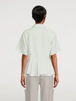 Flounce-Hem Cotton Shirt