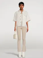 Superfine Knit Sweater With Floral Appliqué