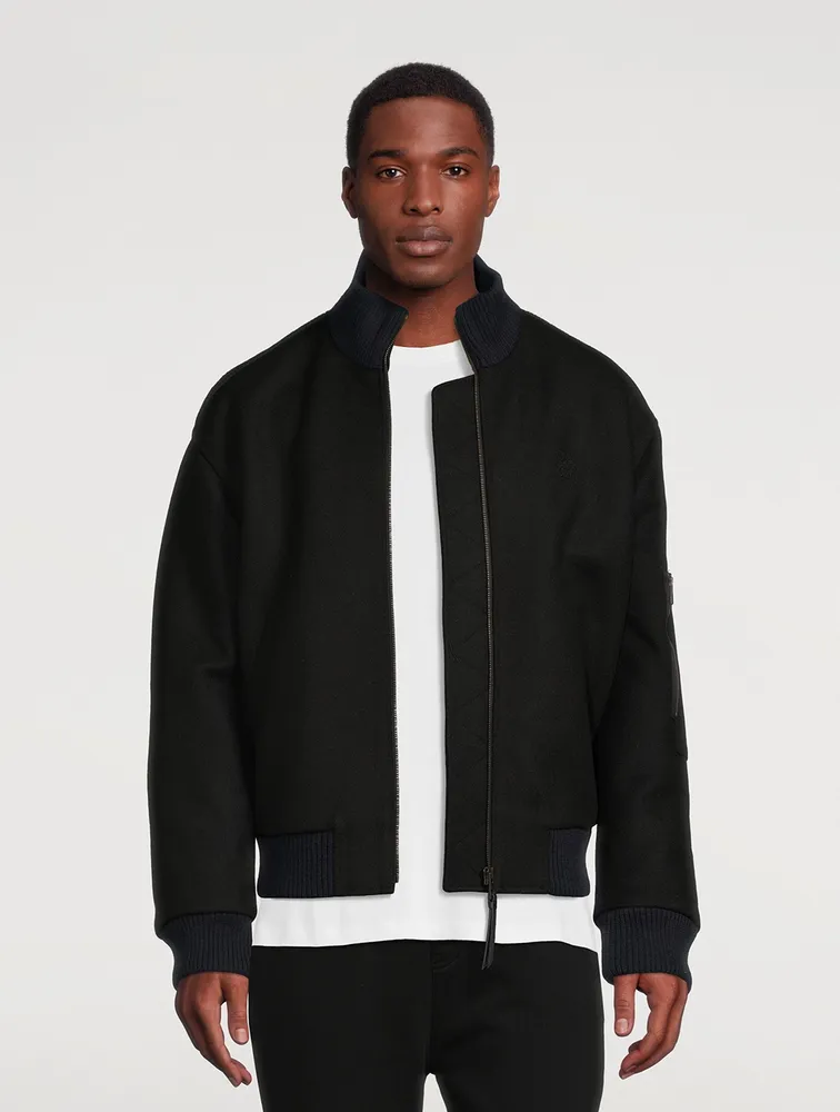 Wool Zip Bomber Jacket