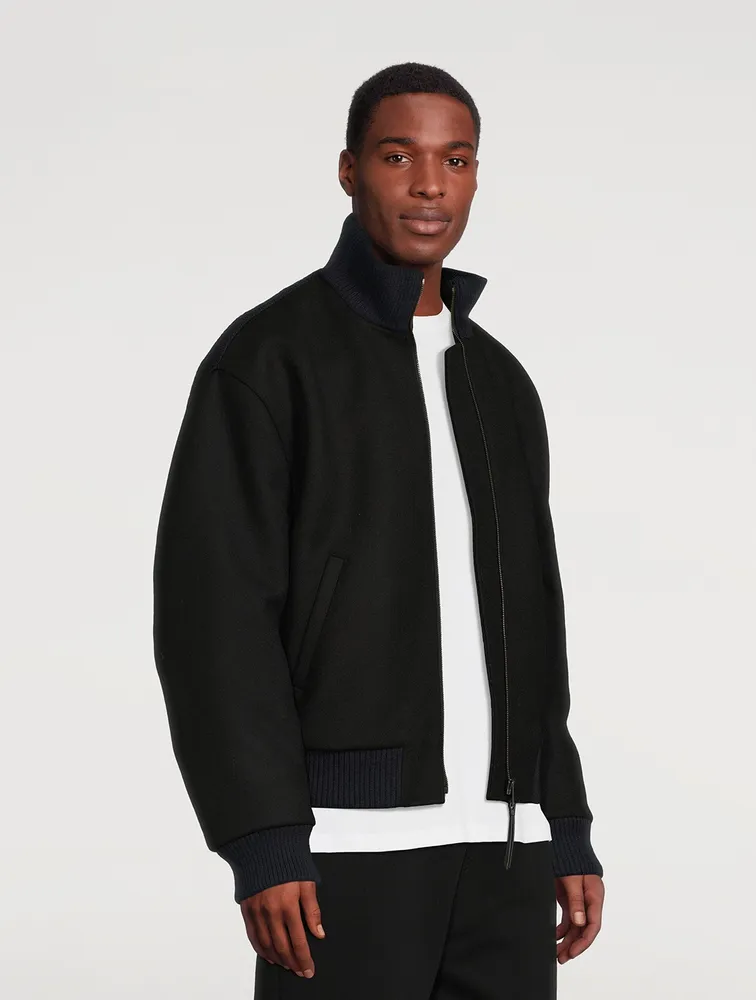 Wool Zip Bomber Jacket