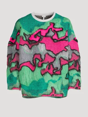 Mohair And Wool-Blend Sweater Camouflage Print