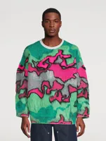 Mohair And Wool-Blend Sweater Camouflage Print