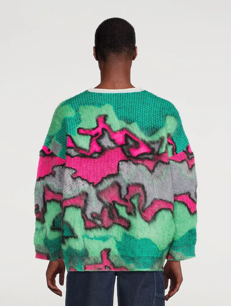 Mohair And Wool-Blend Sweater Camouflage Print