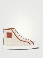 Anagram Jacquard And Leather High-Top Sneakers