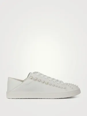 Goldie Convertible Embellished Leather Sneakers