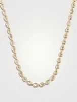 18K Gold Pear Diamond Bezel Choker Necklace