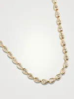 18K Gold Pear Diamond Bezel Choker Necklace