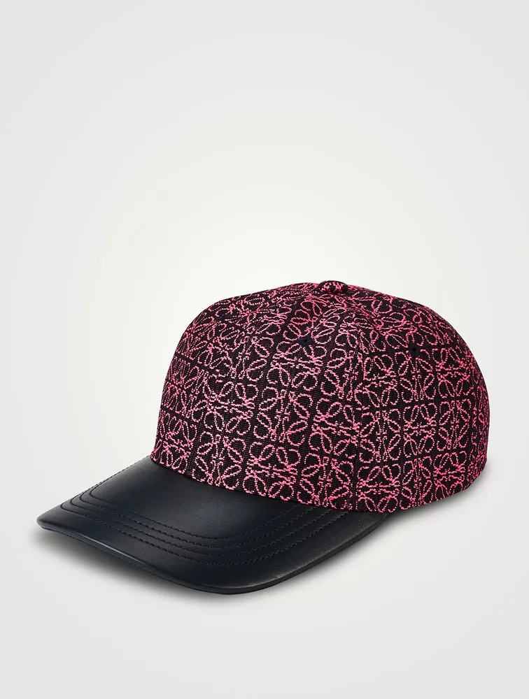 Anagram Jacquard Leather Baseball Cap