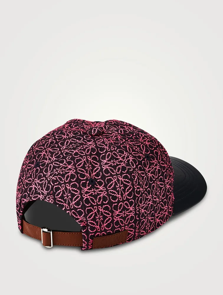 Anagram Jacquard Leather Baseball Cap