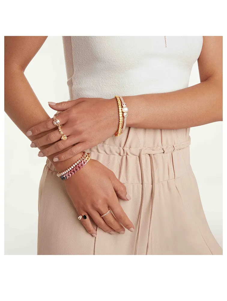 18K Rose Gold Triple Thread And Illusion Bracelet With Diamonds