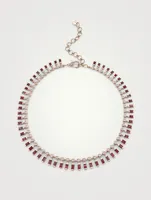 18K Gold Dot Dash Necklace With Ruby And Diamonds