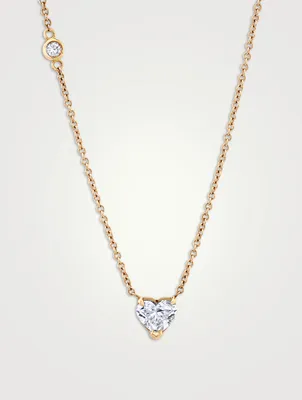 18K Rose Gold Solitaire Heart Necklace With Diamond