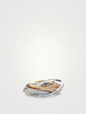Two-Tone 18K Gold Rolling Orbit Ring With Diamonds