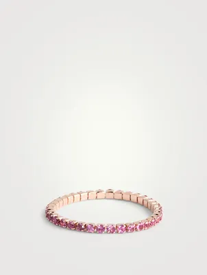 18K Rose Gold Single Thread Ring With Pink Sapphire