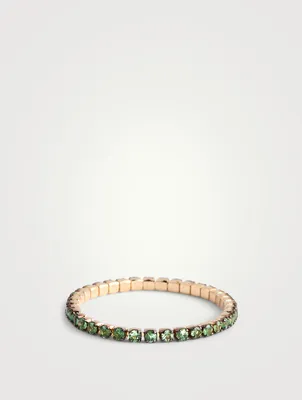 18K Gold Single Thread Ring With Green Garnet