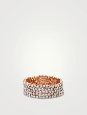18K Rose Gold Five-Thread Stack Ring With Diamonds
