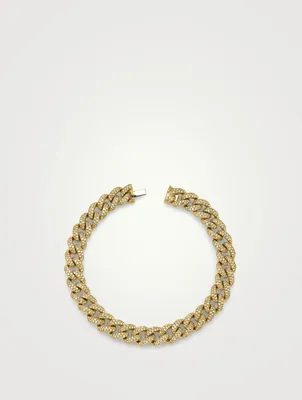 18K Gold Medium Pave Link Bracelet With Diamonds