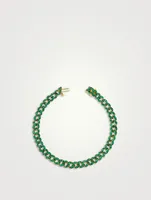 18K Gold Mini Pave Link Bracelet With Green Garnet And Diamonds