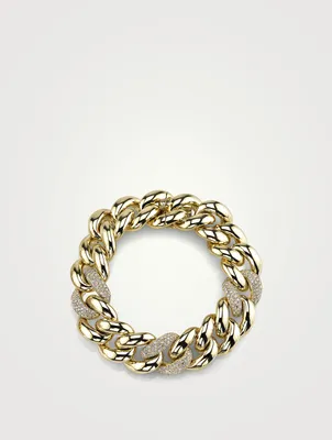 18K Gold Triple Pave Jumbo Link Bracelet With Diamonds