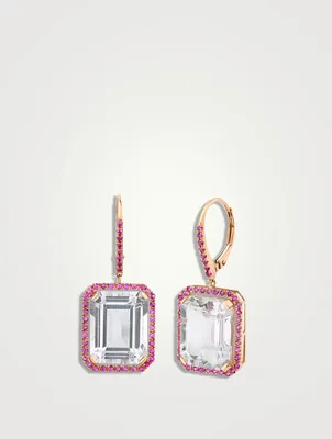 18K Rose Gold Portrait Earrings With Pink Sapphire And White Topaz