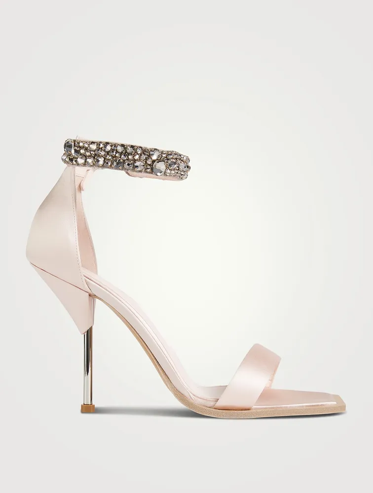 Embellished Satin Sandals