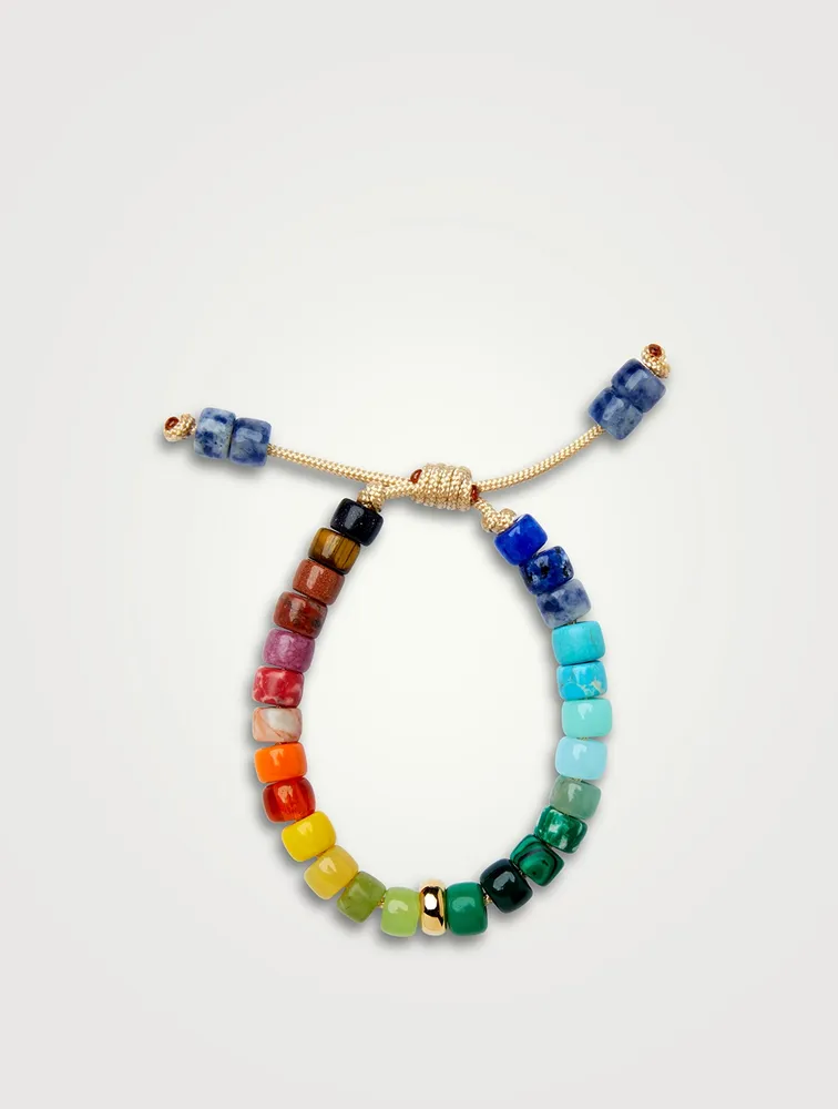 Rainbow Gemstone Bracelet With Shiny 14K Gold