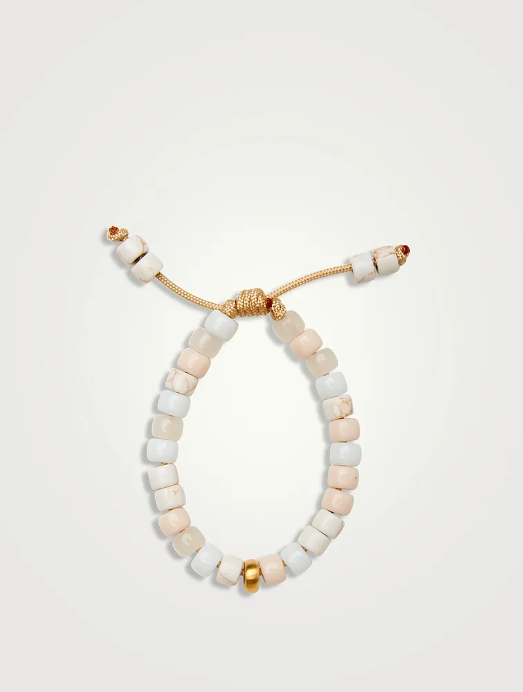 Beaded Bracelet With White Turquoise Agate And 14K Gold