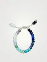 Beaded Bracelet Ocean Blue Multi Gemstones And 14K Yellow Gold