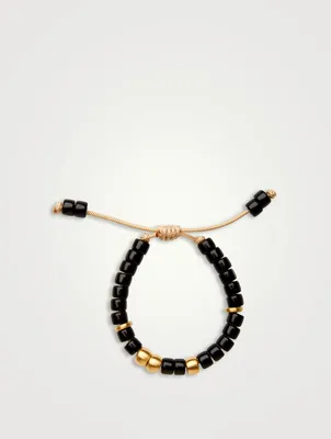 Beaded Bracelet With Obsidian And 14K Gold