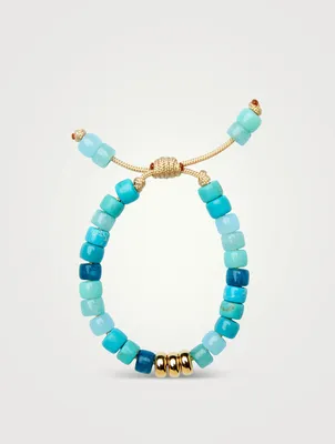 Beaded Bracelet With Amazonite, Turquoise, Agate And Shiny 14K Gold