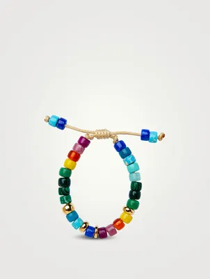 Bright Rainbow Gemstone Bracelet With Shiny 14K Gold
