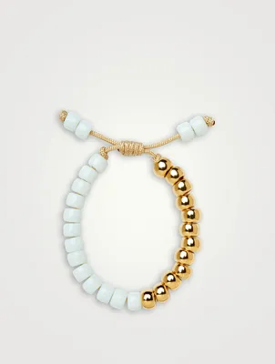 Half And Half Bracelet With White Agate and Shiny 14K Gold
