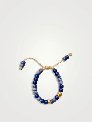 Beaded Bracelet With Sodalite, Blue Agate And 14K Gold