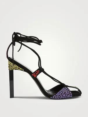 Adele Embellished Suede Sandals With Ankle Ties