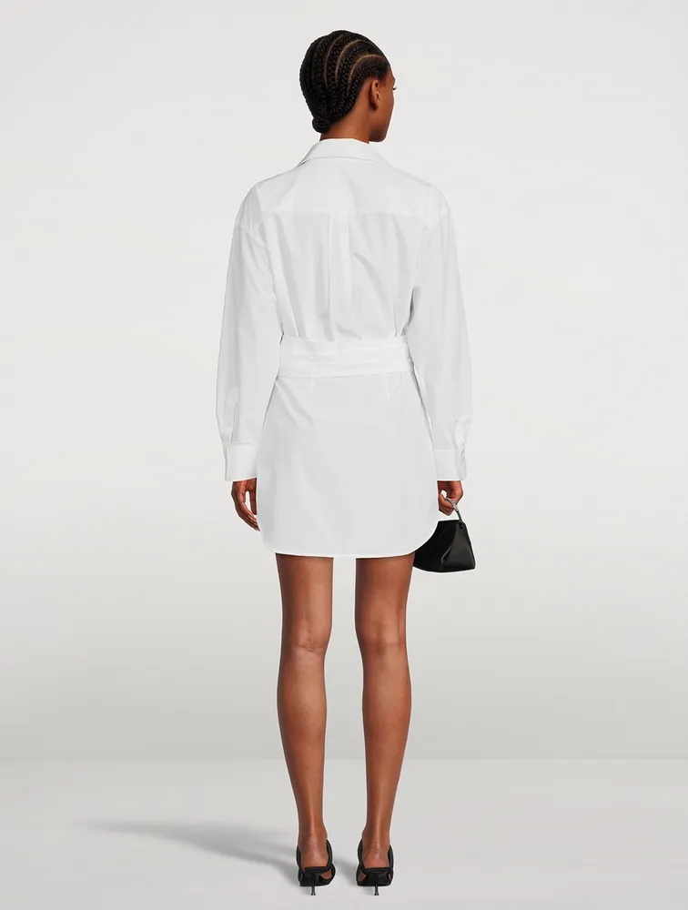 Cross-Front Cotton Shirt Dress