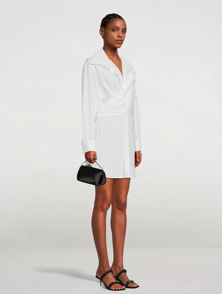 Cross-Front Cotton Shirt Dress