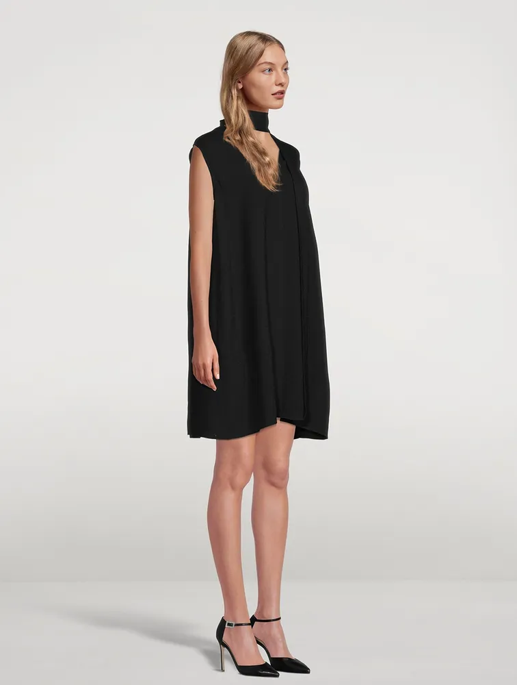 Sleeveless Shift Dress With Scarf