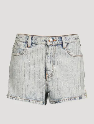 Bite Denim Shorts With Crystal Pinstripes