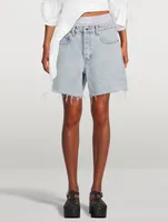 Low-Rise Jean Shorts With Boxer Layer