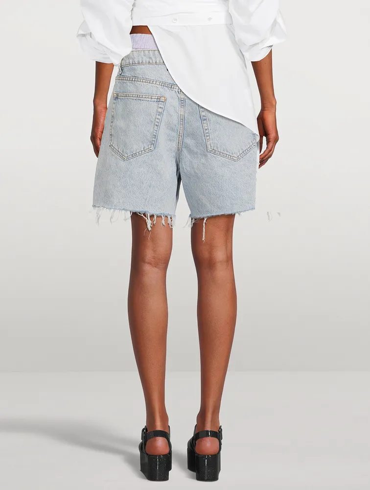 Low-Rise Jean Shorts With Boxer Layer