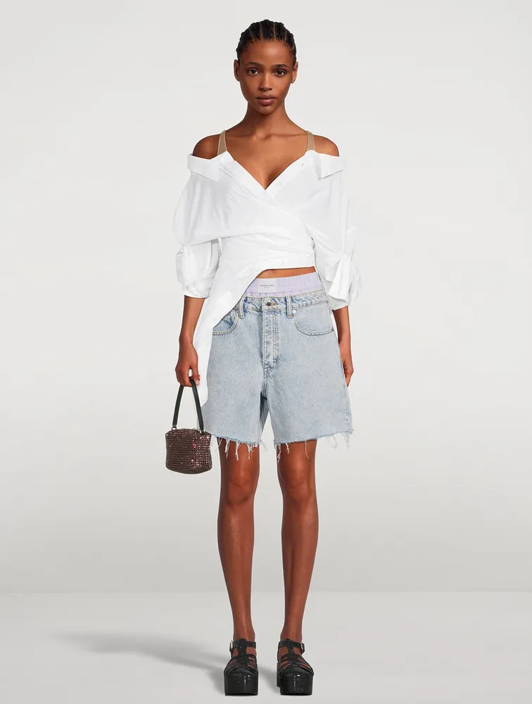 Low-Rise Jean Shorts With Boxer Layer