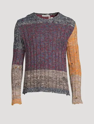 Wool-Blend Distressed Sweater