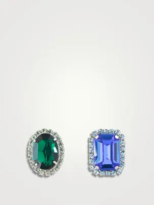 Asymmetrical Earrings With Crystal