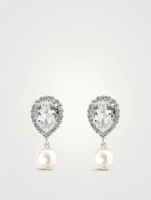 Drop Earrings With Faux Pearl And Crystal