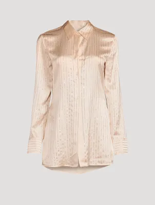 Silk Shirt With Crystal Pinstripes