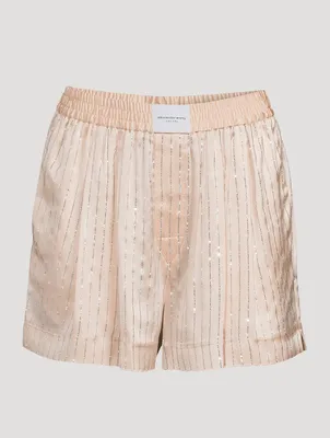 Silk Boxers With Crystal Pinstripes