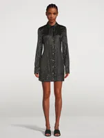 Silk Shirt Dress With Crystal Pinstripes