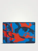 Leather Card Holder In Camo Print