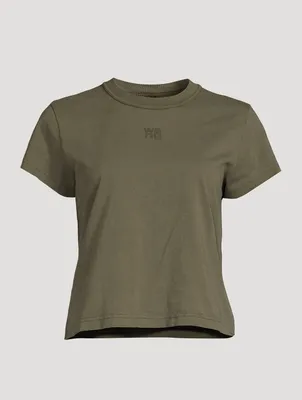 Structured Jersey Shrunken T-Shirt With Puff Paint Logo