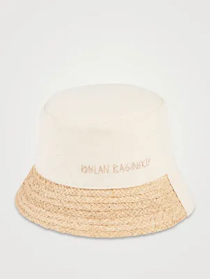 Combined Straw-Brim Bucket Hat